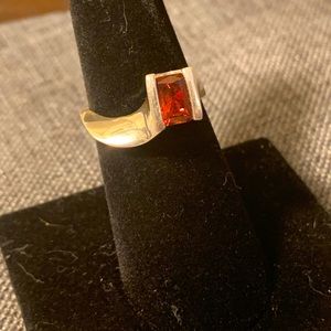 Sterling silver and garnet ring. Size 7.
